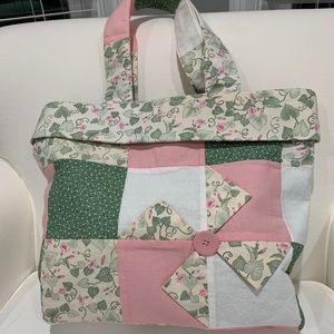 Hand sewn, quilted tote